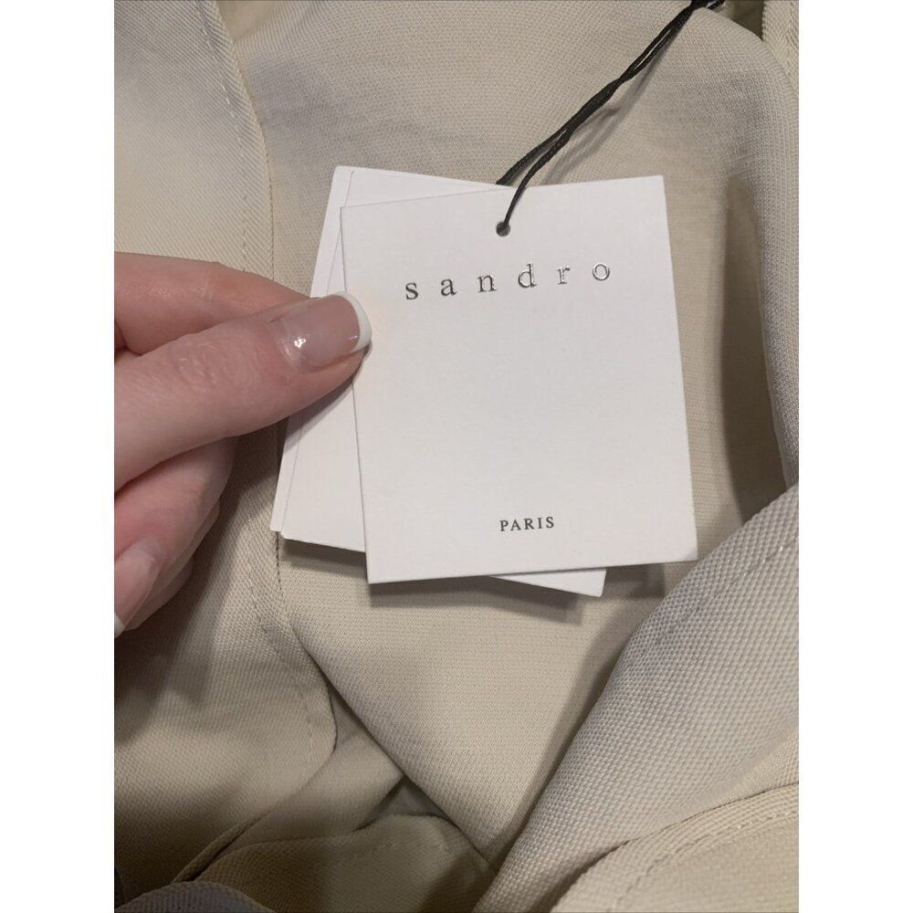 Sandro New Authentic Solid Beige V Neck Short Sle… - image 7